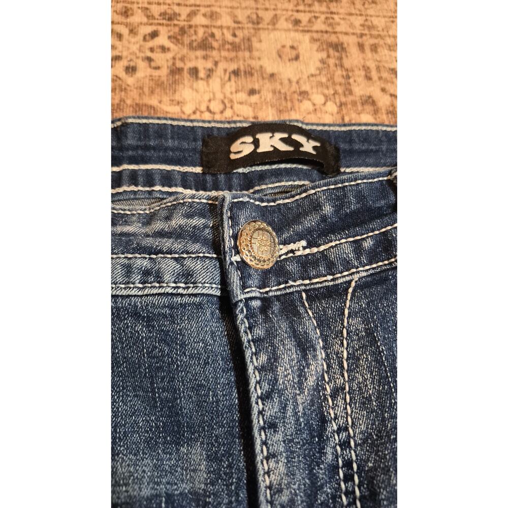 SKY Premium Collection Jeans 13/14 Y2K Rhinestone Embroidered Flare McBling - Picture 9 of 15